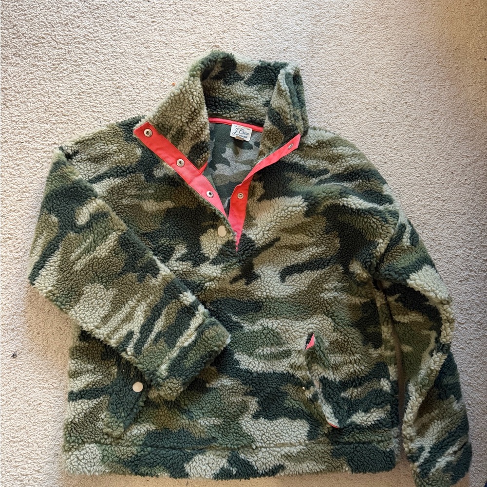 J. Crew women’s Green Camouflage Fleece Hoodie